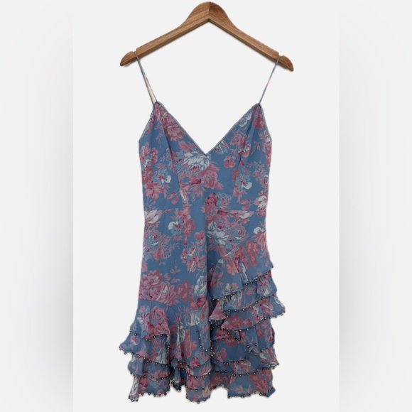 TALULAH Dresses & Skirts - La Maison Talulah Dance & Romance Floral Ruffle Mini Dress Blue Pink Small